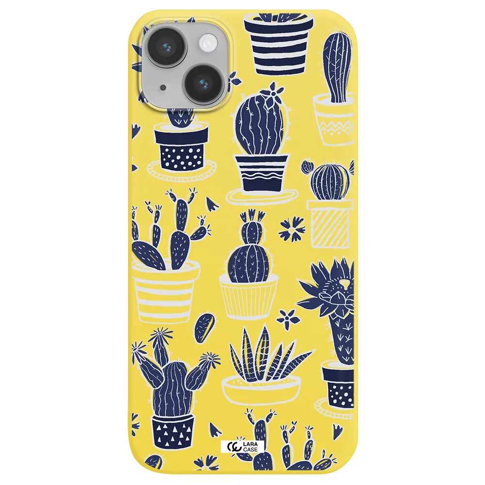 Blue Cactus Apple iPhone 14 Silicone canary yellow Case