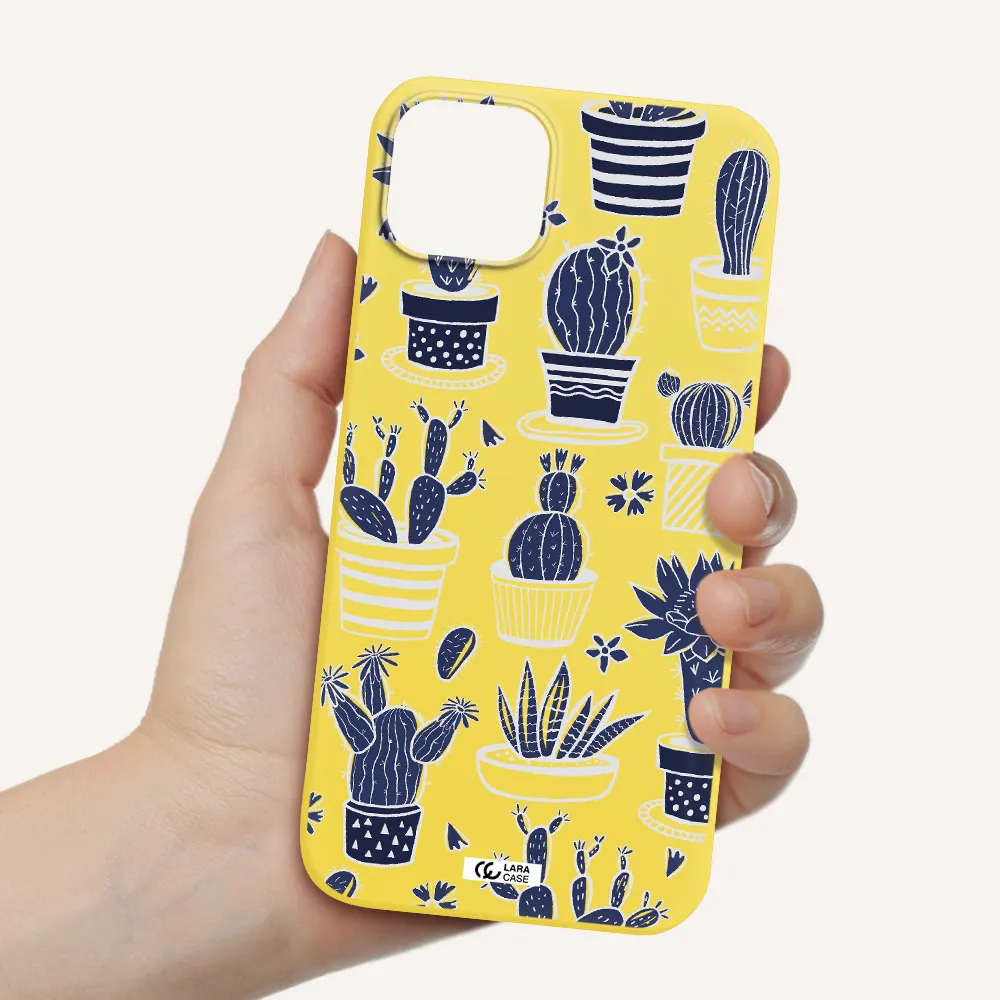 Blue Cactus Apple iPhone 14 Silicone canary yellow Case
