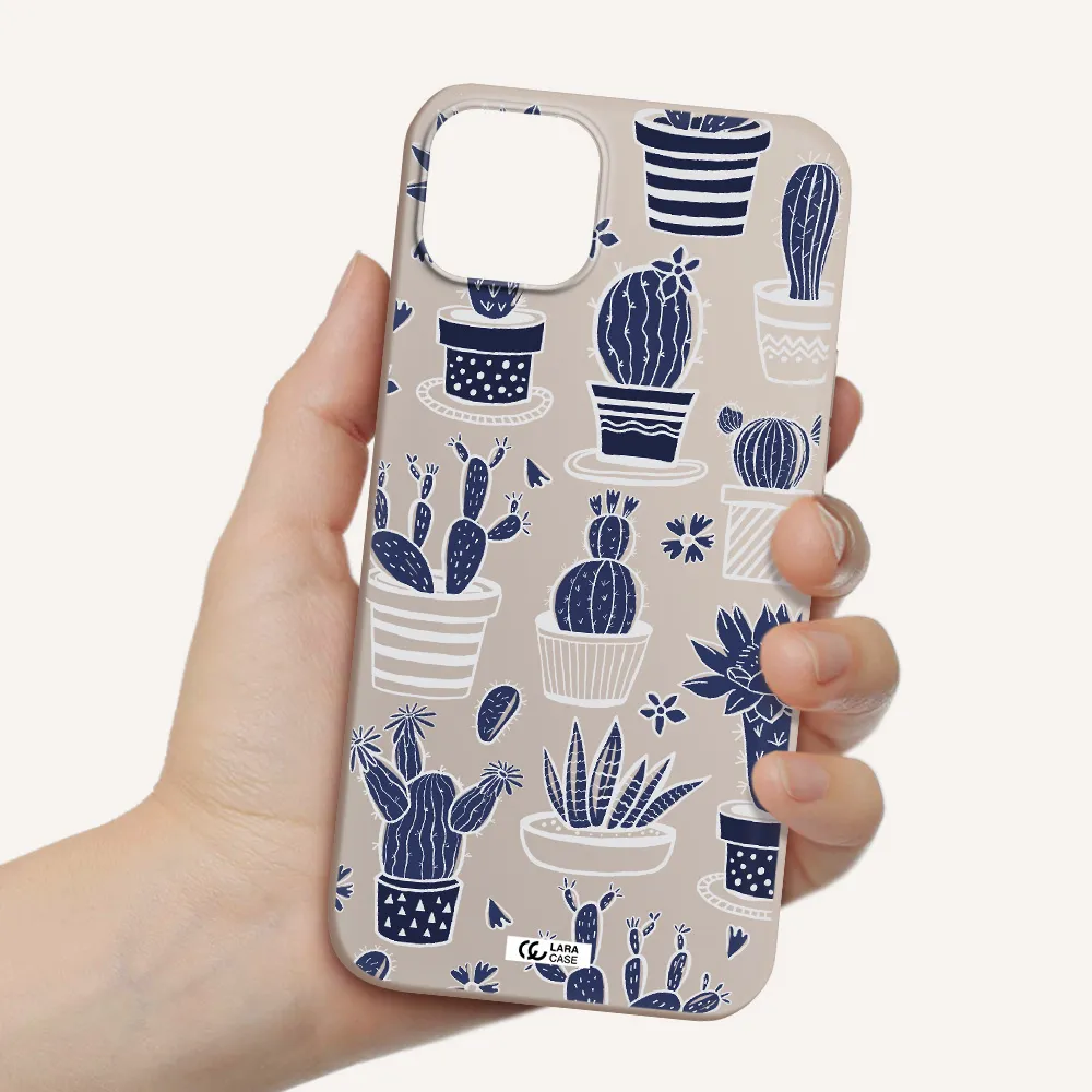 Blue Cactus Apple iPhone 14 Silicone Stone Case