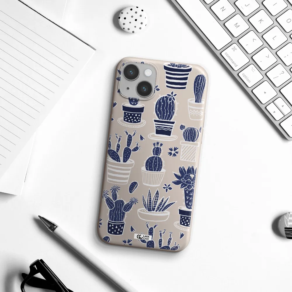 Blue Cactus Apple iPhone 14 Silicone Stone Case