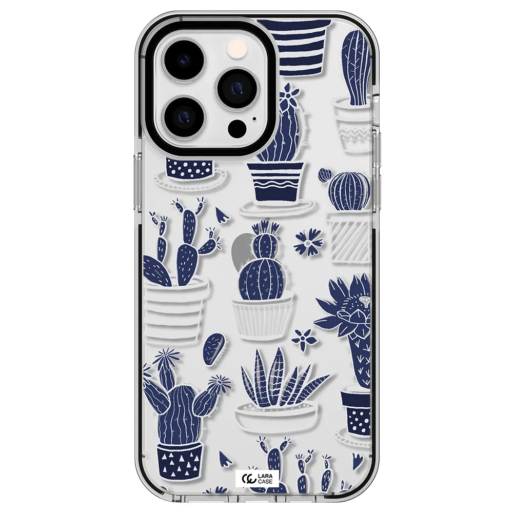 Blue Cactus Apple iPhone 15 Pro Max impact black border Case
