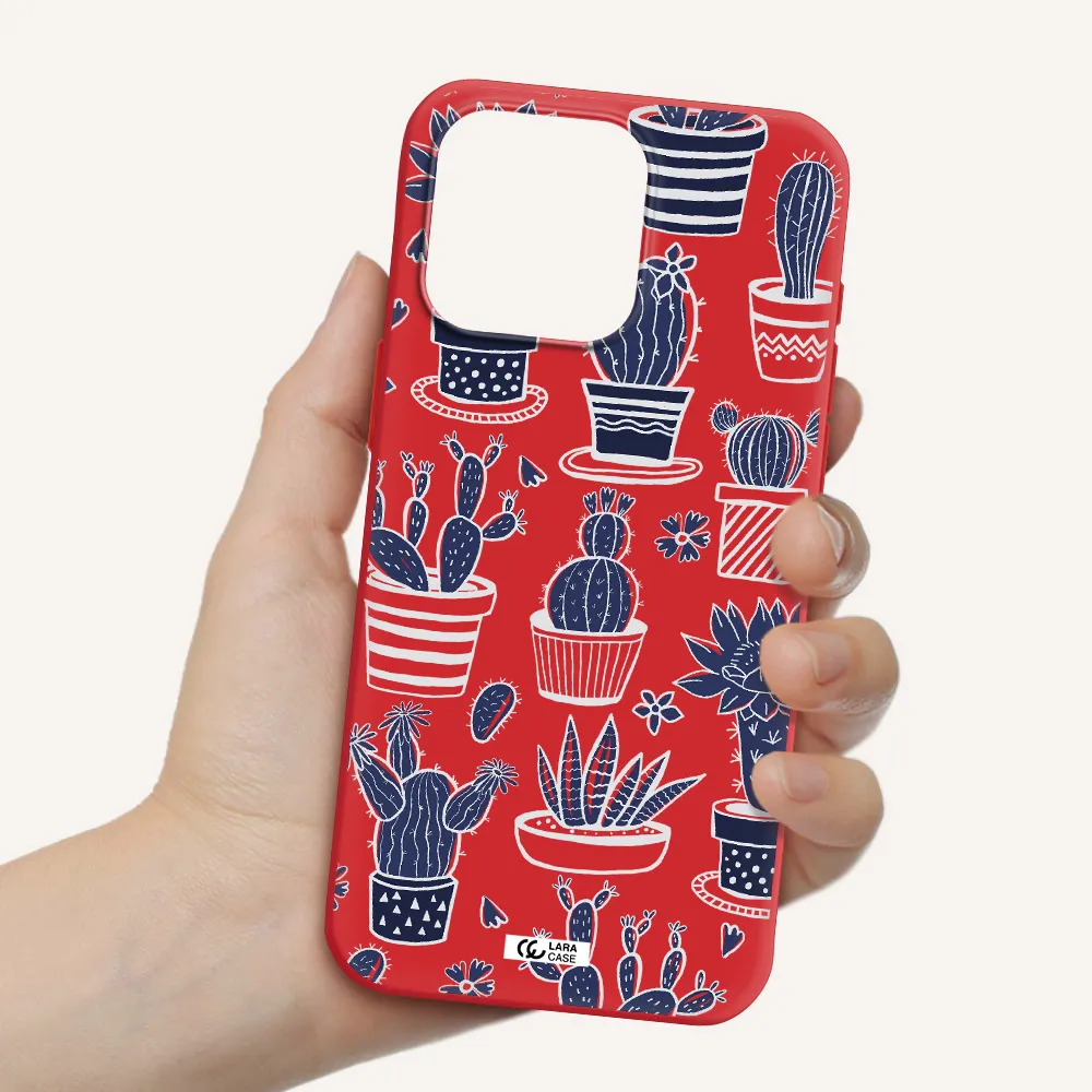 Blue Cactus Apple Iphone 15 Pro Max Silicone Imperial Red Case