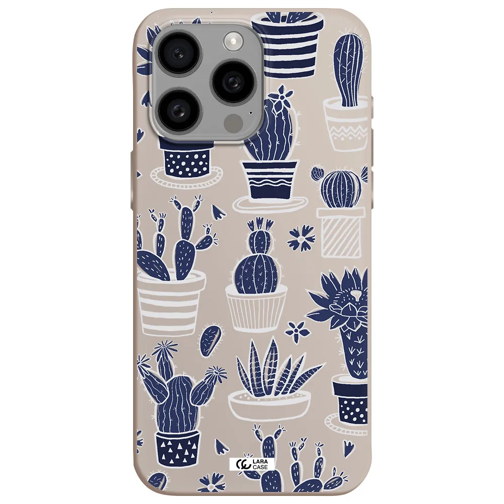 Blue Cactus Apple Iphone 15 Pro max Silicone Stone Case