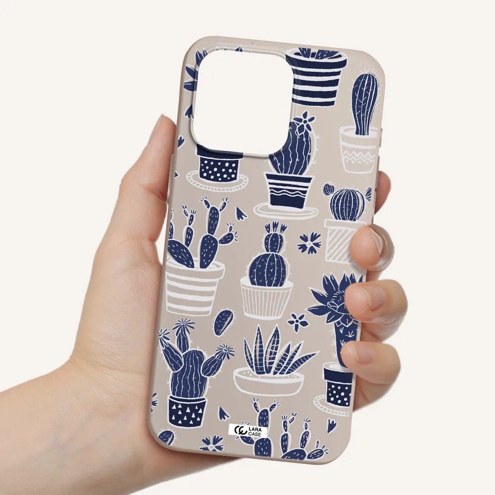 Blue Cactus Apple Iphone 15 Pro max Silicone Stone Case