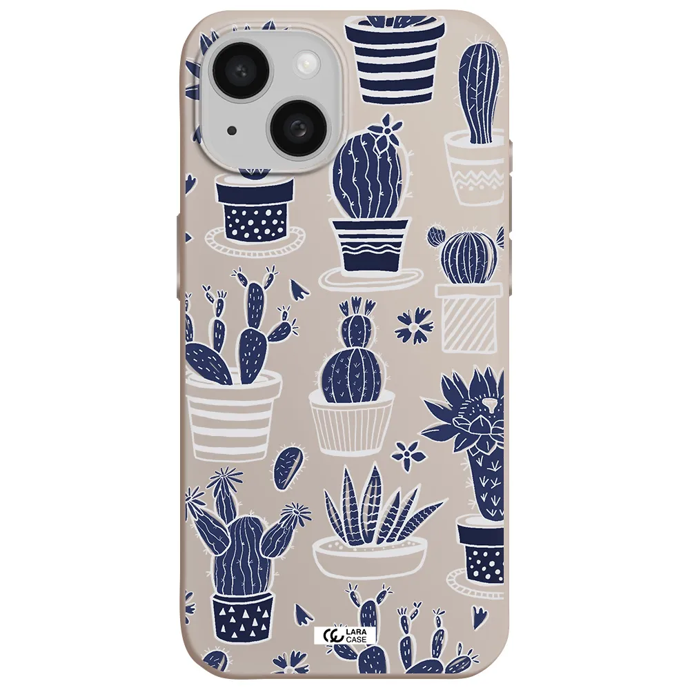 Blue Cactus Apple iPhone 15 Silicone Stone Case