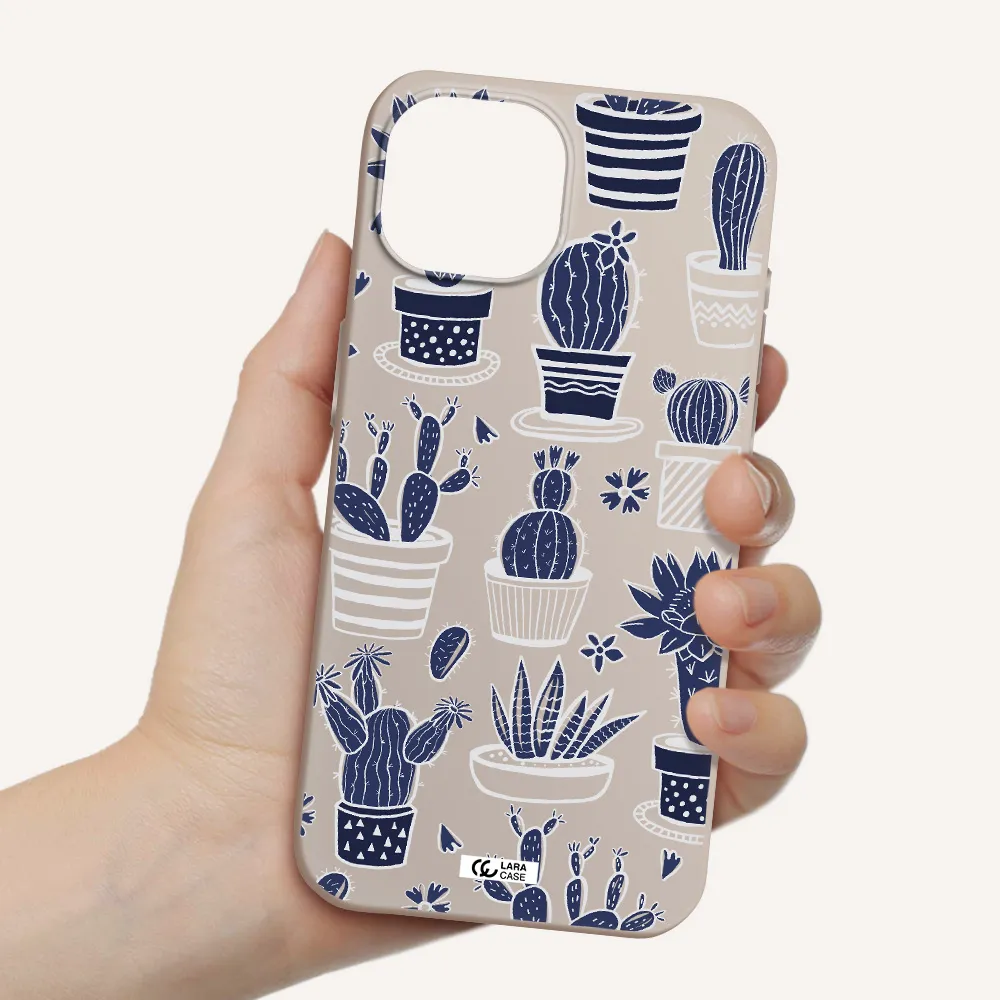 Blue Cactus Apple iPhone 15 Silicone Stone Case