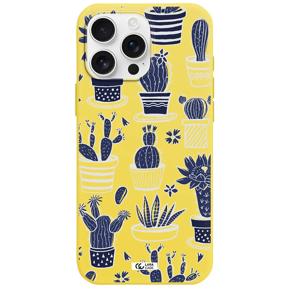 Blue Cactus Apple Iphone 16 Pro Max Silicone Canary Yellow Case