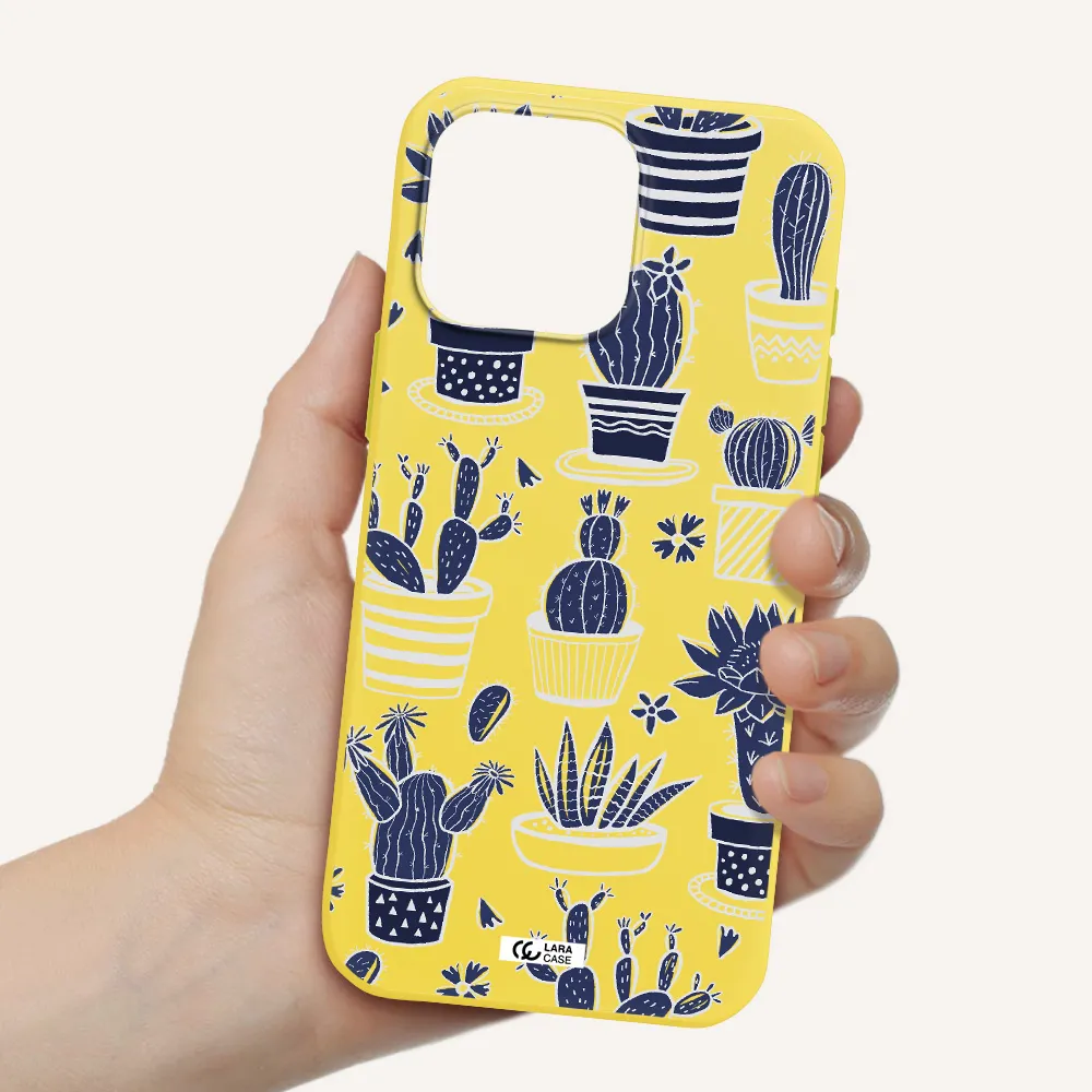 Blue Cactus Apple Iphone 16 Pro Max Silicone Canary Yellow Case