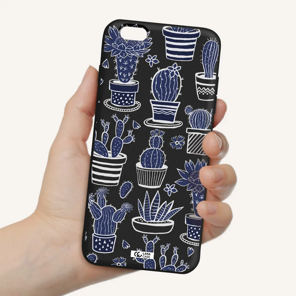 Blue Cactus Apple iPhone 6 plus Silicone black Case