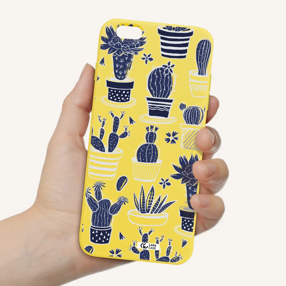 Blue Cactus Apple iPhone 6 s plus Silicone canary yellow Case