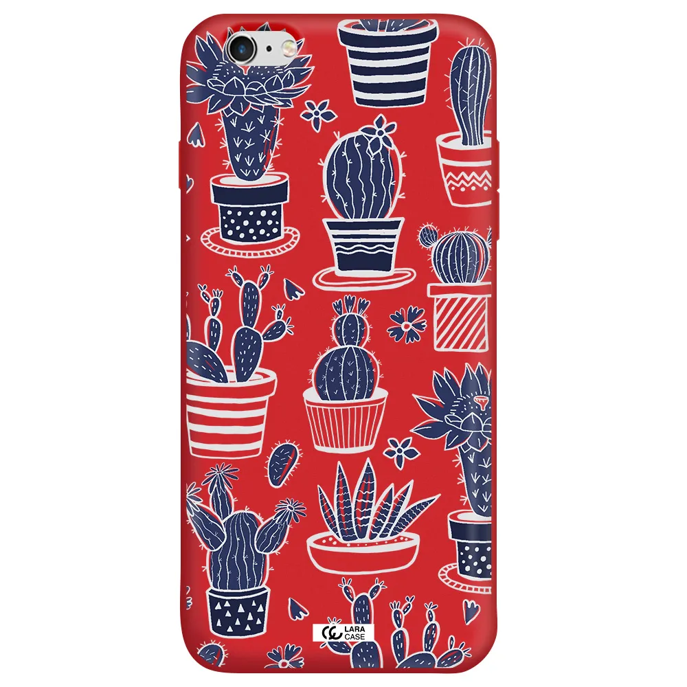 Blue Cactus Apple iPhone 6 s plus Silicone Imperial Red Case