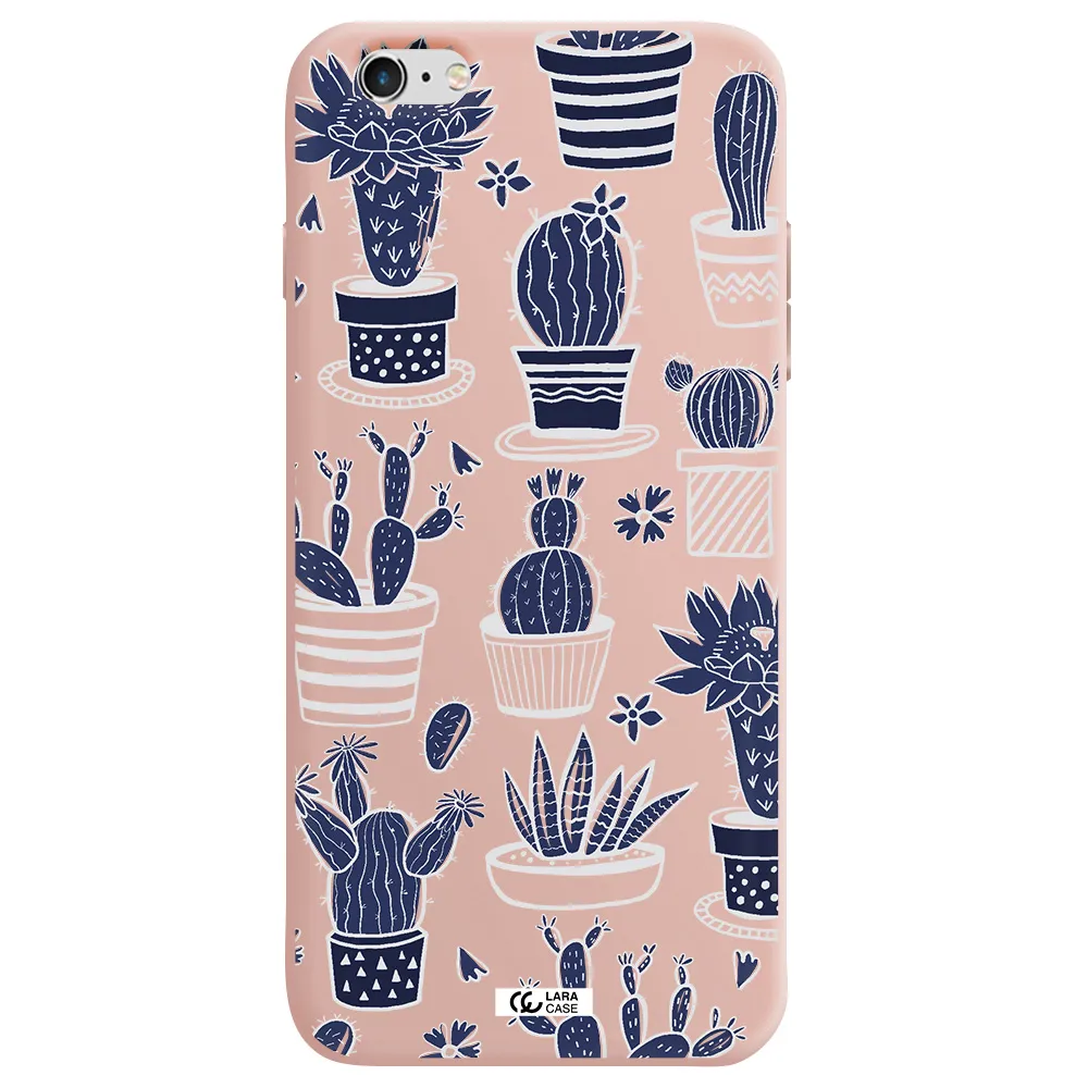 Blue Cactus Apple iPhone 6 s plus Silicone pastel pink Case
