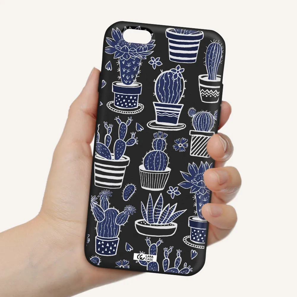 Blue Cactus Apple iPhone 6 Silicone black Case