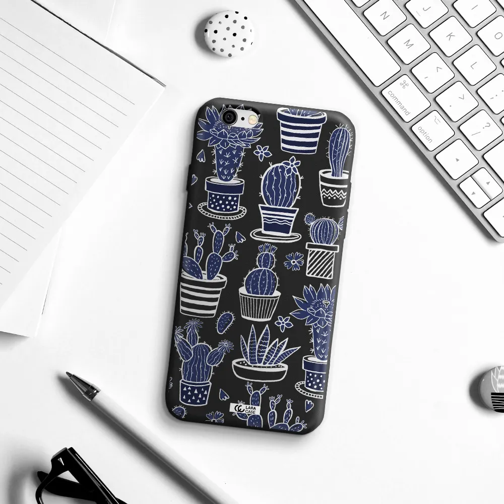 Blue Cactus Apple iPhone 6 Silicone black Case