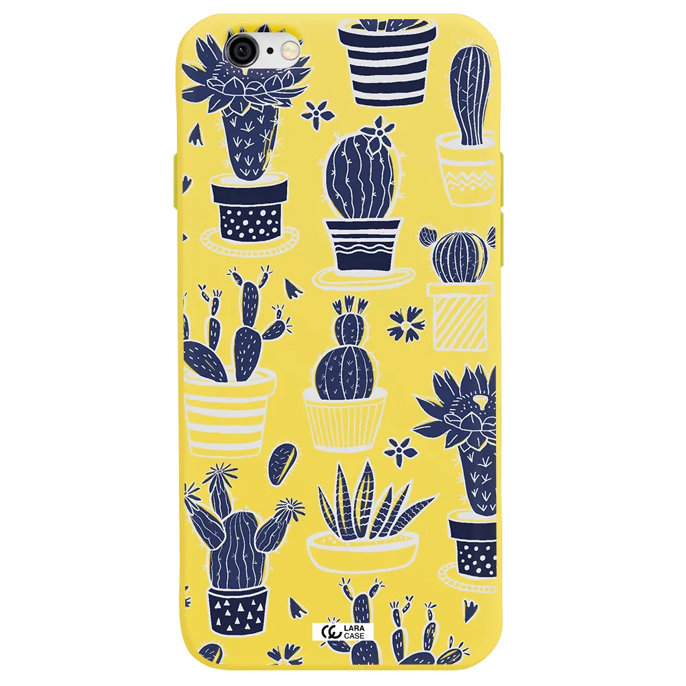 Blue Cactus Apple iPhone 6 Silicone canary yellow Case