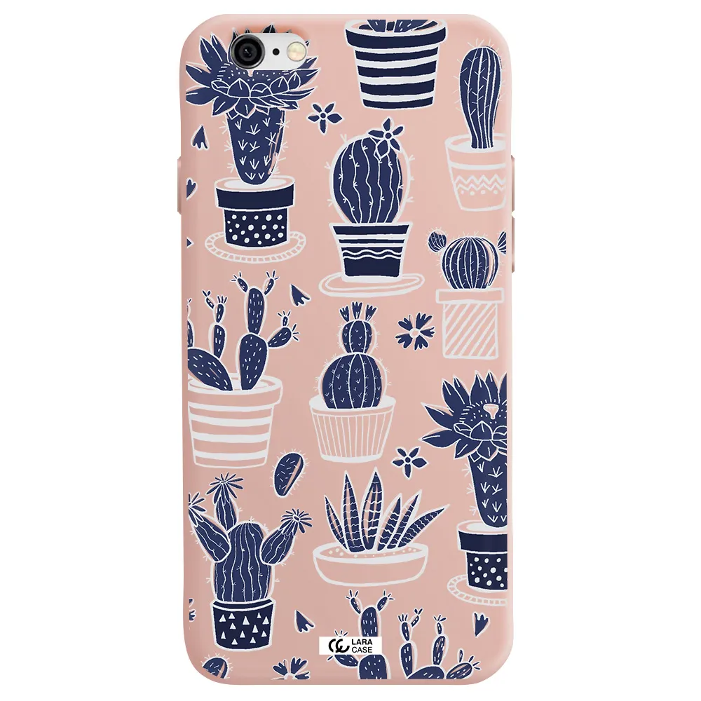 Blue Cactus Apple iPhone 6 Silicone pastel pink Case