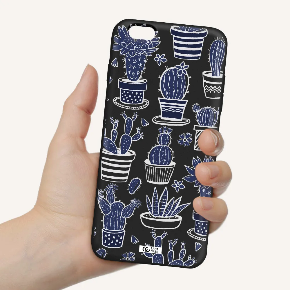 Blue Cactus Apple iPhone 6S Silicone black Case
