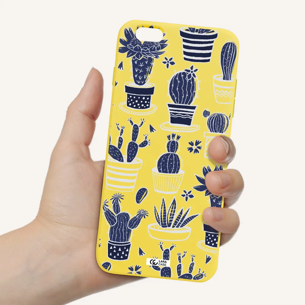 Blue Cactus Apple iPhone 6S Silicone canary yellow Case