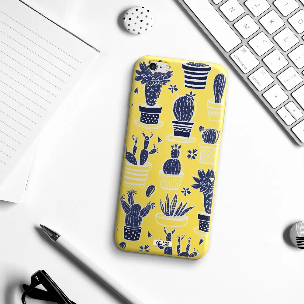 Blue Cactus Apple iPhone 6S Silicone canary yellow Case