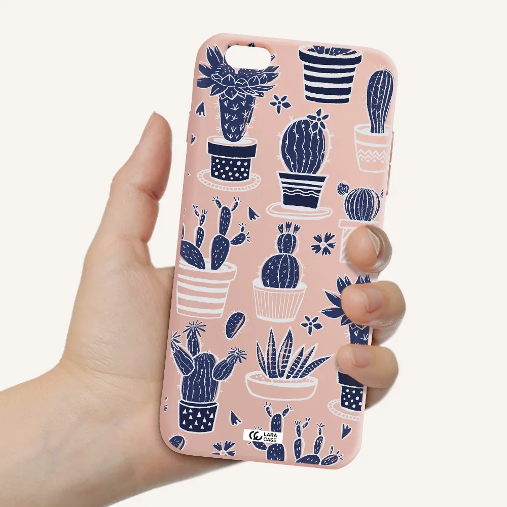 Blue Cactus Apple iPhone 6S Silicone pastel pink Case