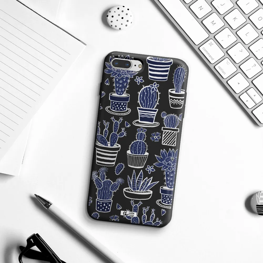 Blue Cactus Apple iPhone 7 plus Silicone black Case