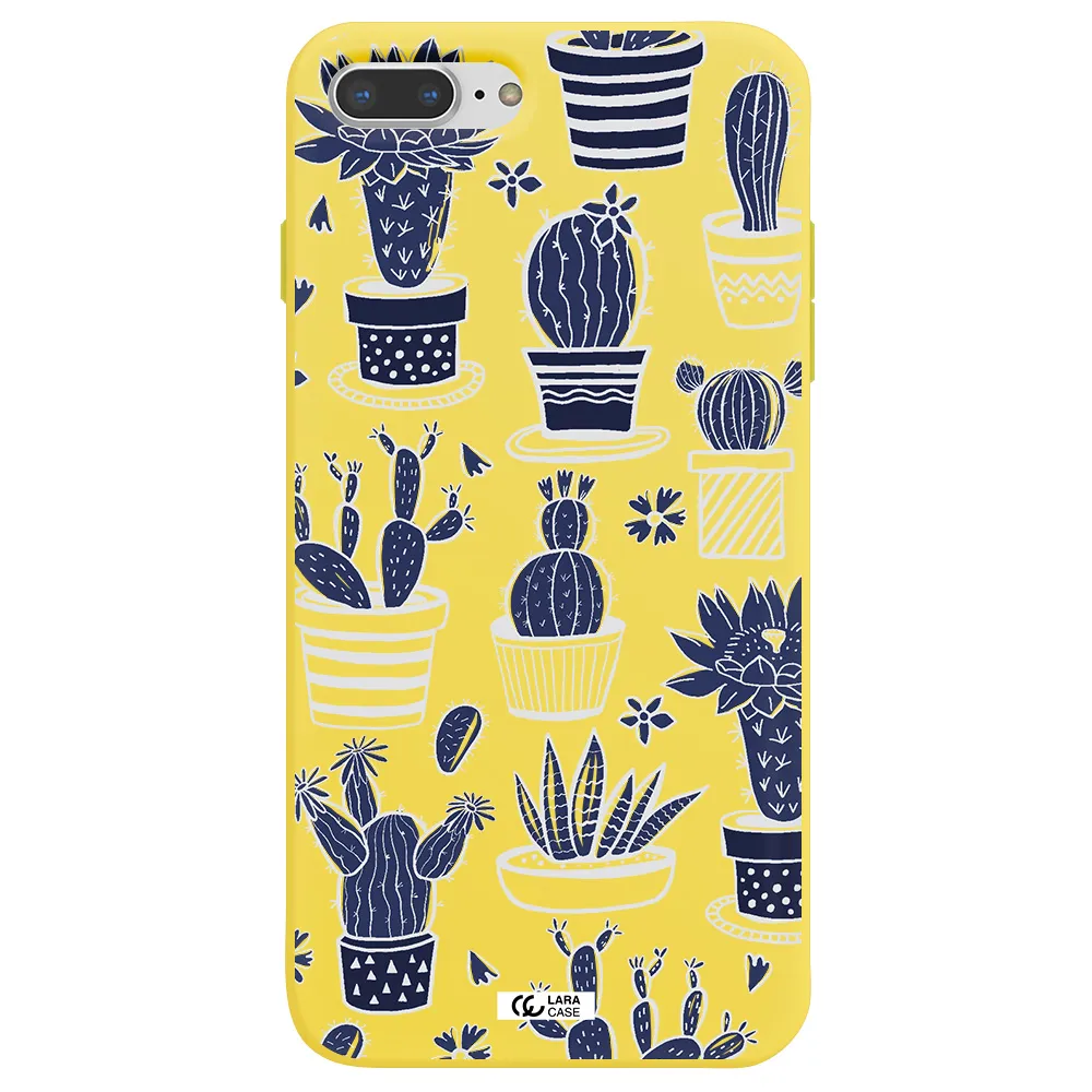 Blue Cactus Apple iPhone 7 plus Silicone canary yellow Case