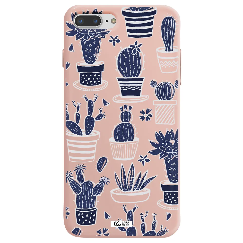 Blue Cactus Apple iPhone 7 plus Silicone pastel pink Case