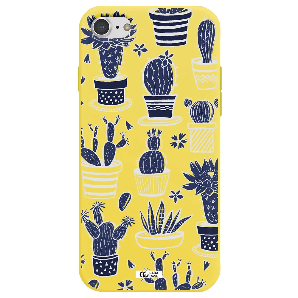 Blue Cactus Apple iPhone 7 Silicone canary yellow Case
