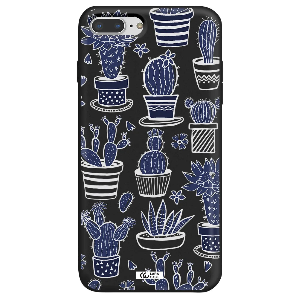 Blue Cactus Apple iPhone 8 plus Silicone black Case