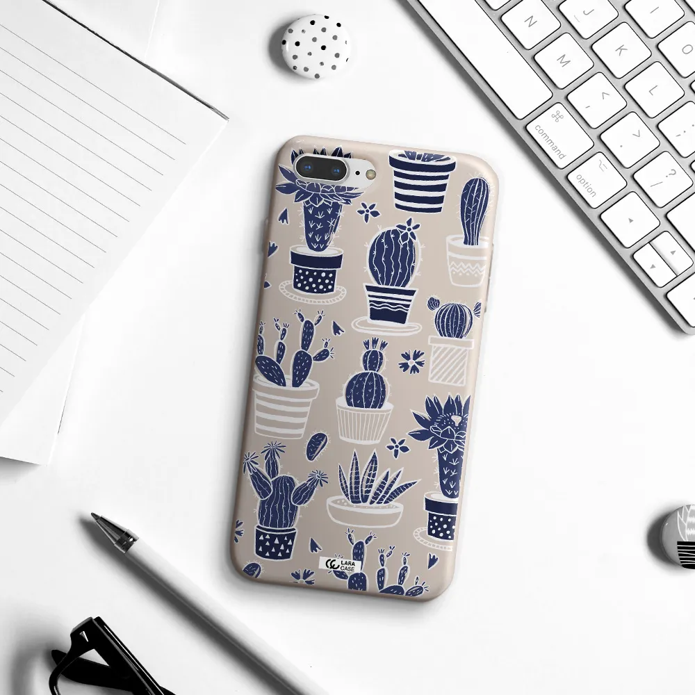 Blue Cactus Apple iPhone 8 plus Silicone Stone Case