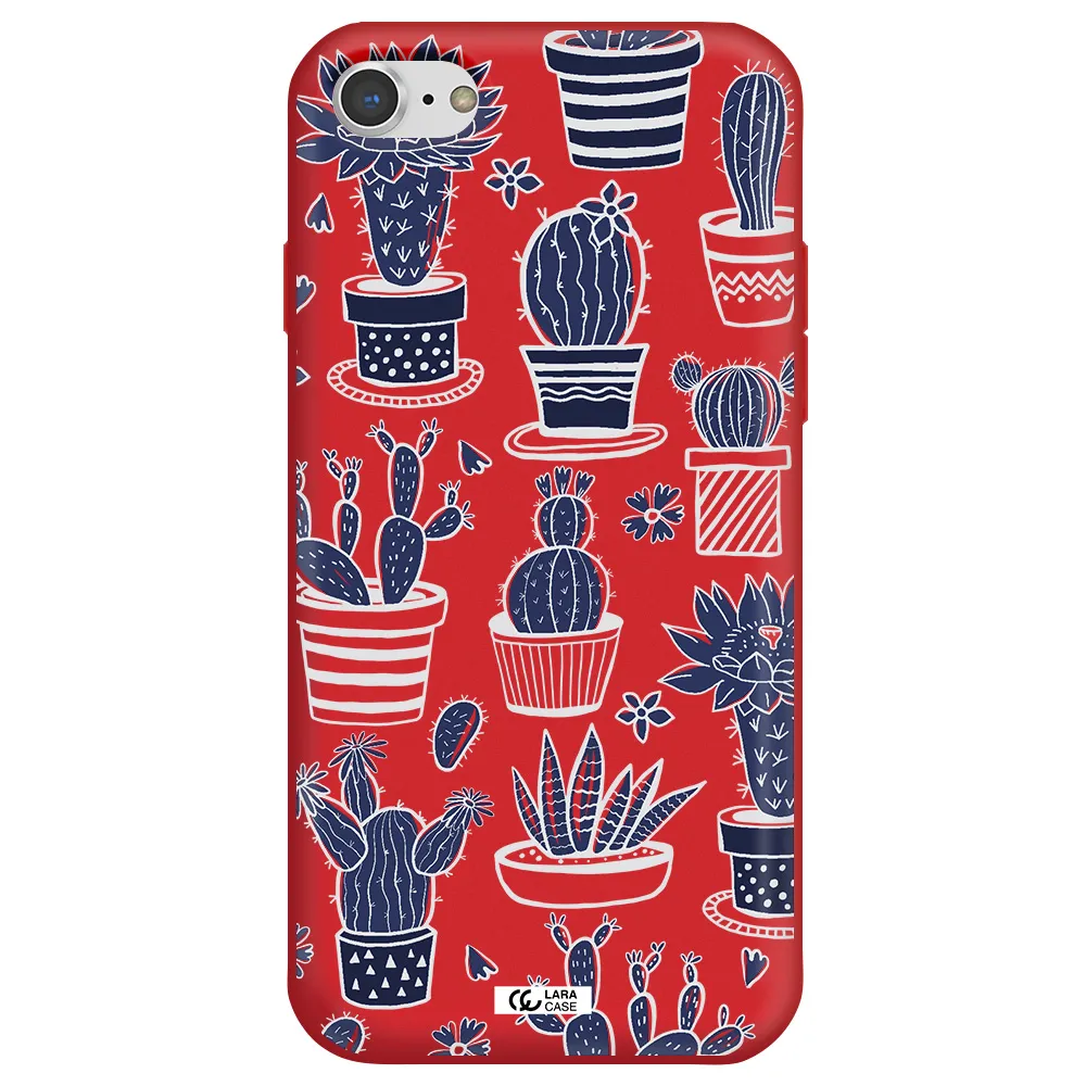 Blue Cactus Apple iPhone 8 Silicone Imperial Red Case