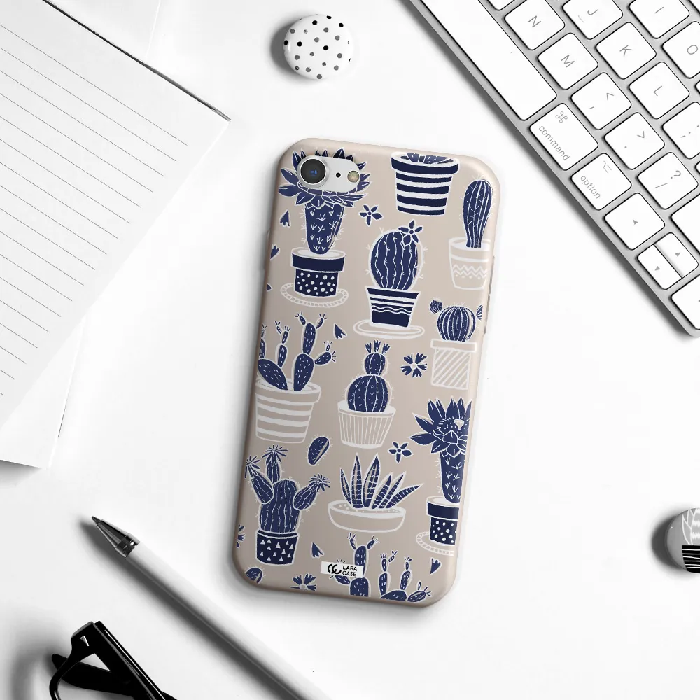 Blue Cactus Apple iPhone 8 Silicone Stone Case