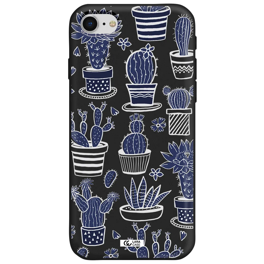 Blue Cactus Apple iPhone se 2020 Silicone black Case