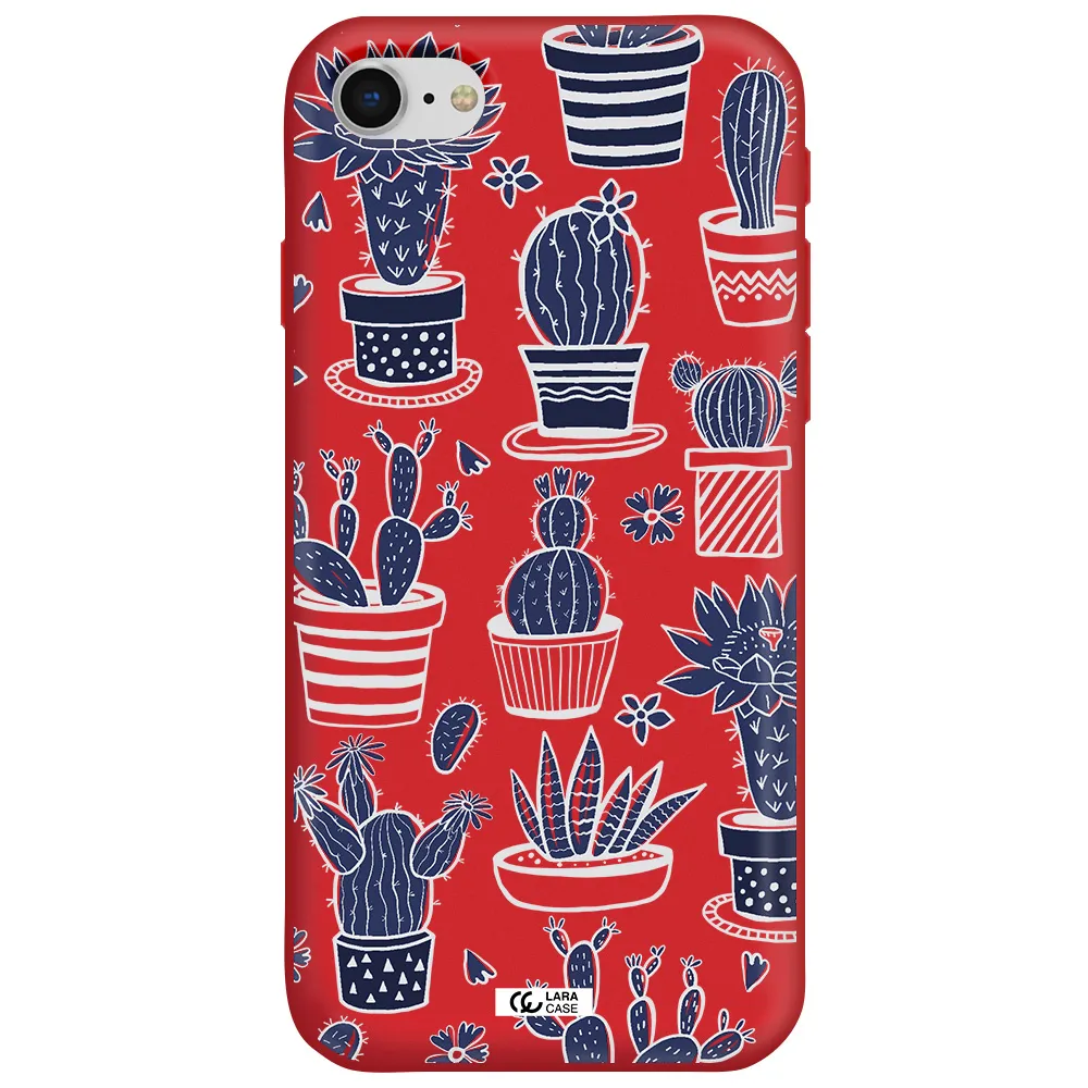 Blue Cactus Apple iPhone se 2020 Silicone Imperial Red Case