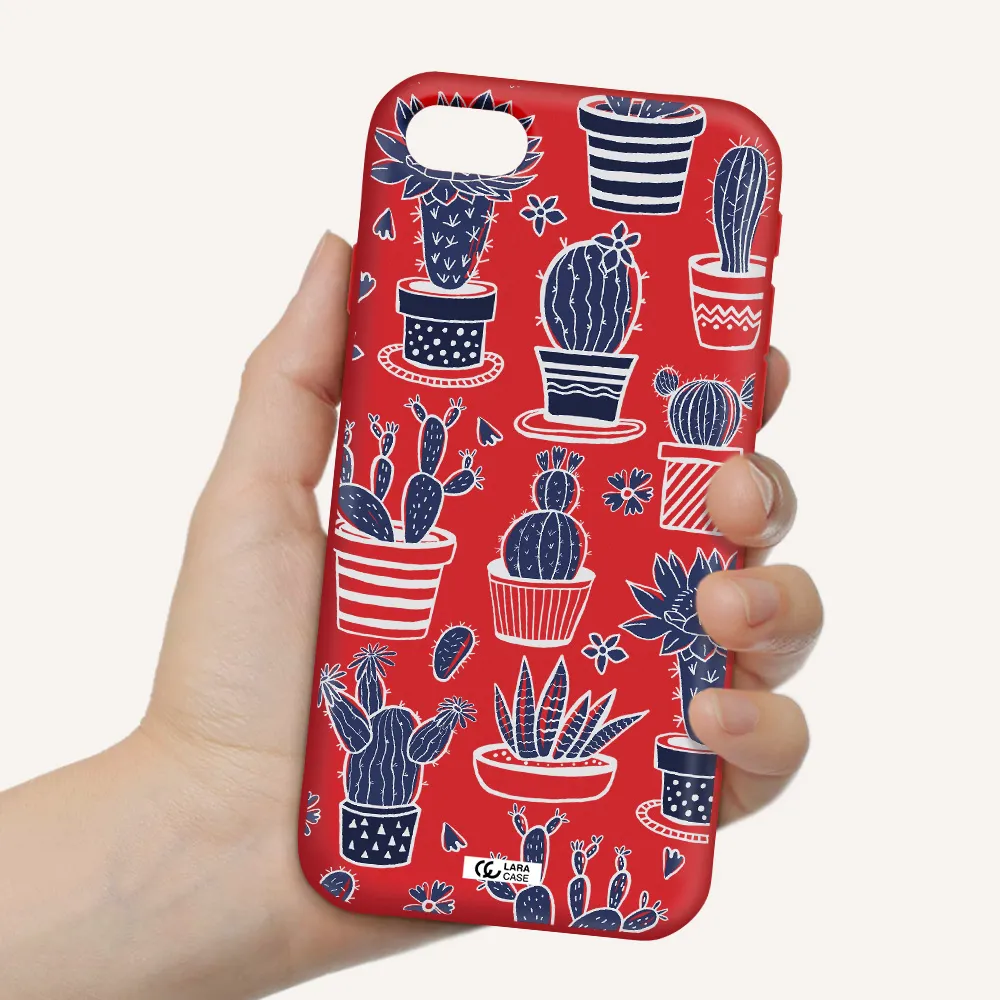 Blue Cactus Apple iPhone se 2020 Silicone Imperial Red Case