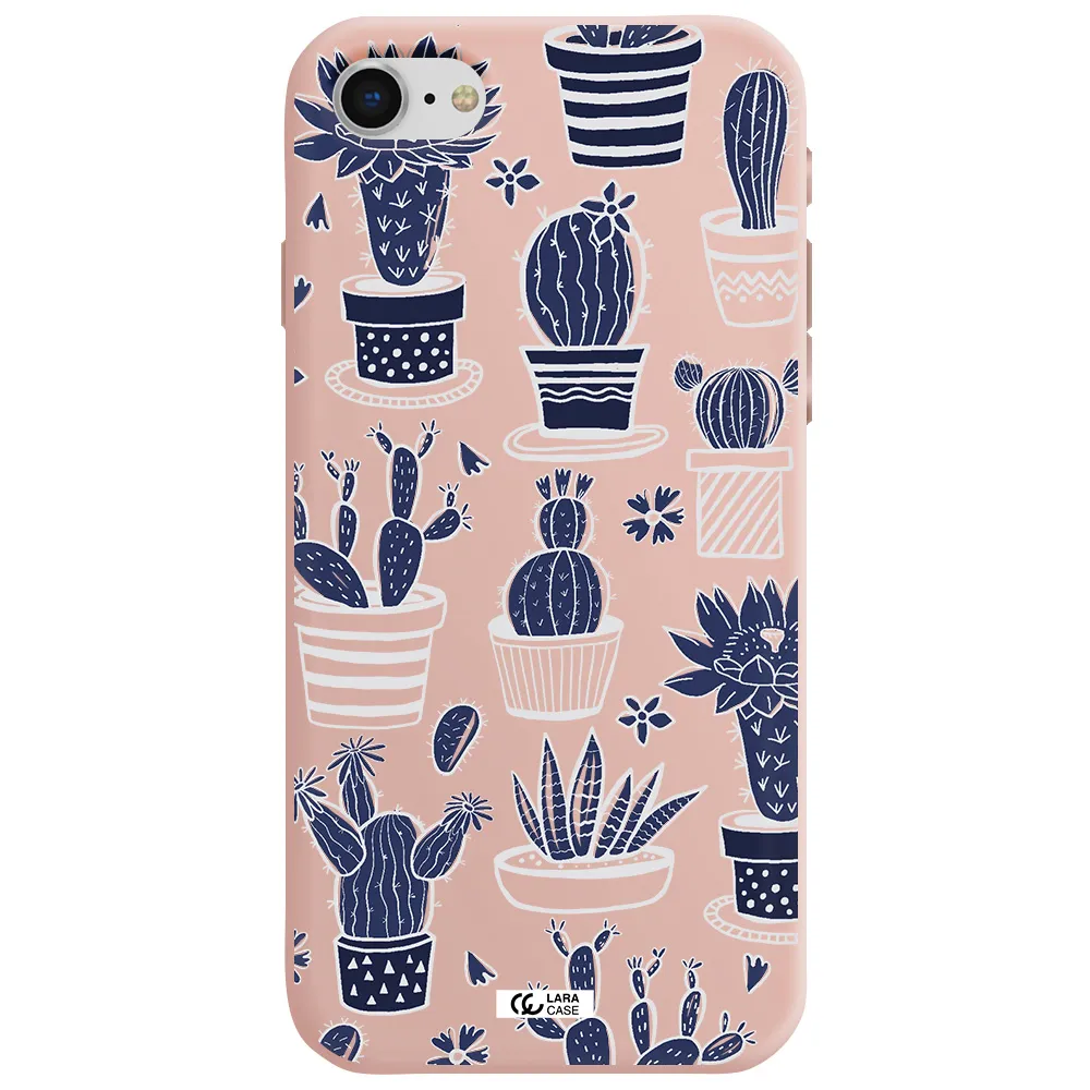 Blue Cactus Apple iPhone se 2020 Silicone pastel pink Case