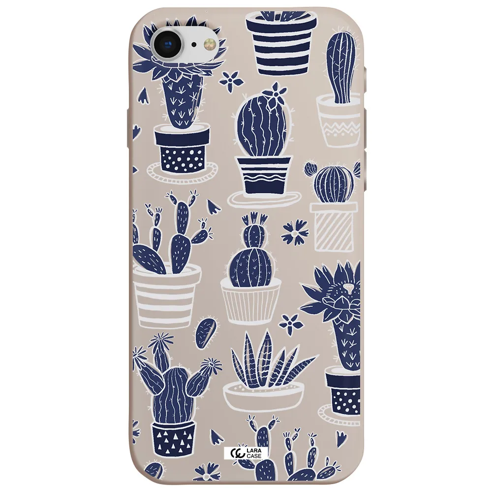 Blue Cactus Apple iPhone se 2020 Silicone Stone Case