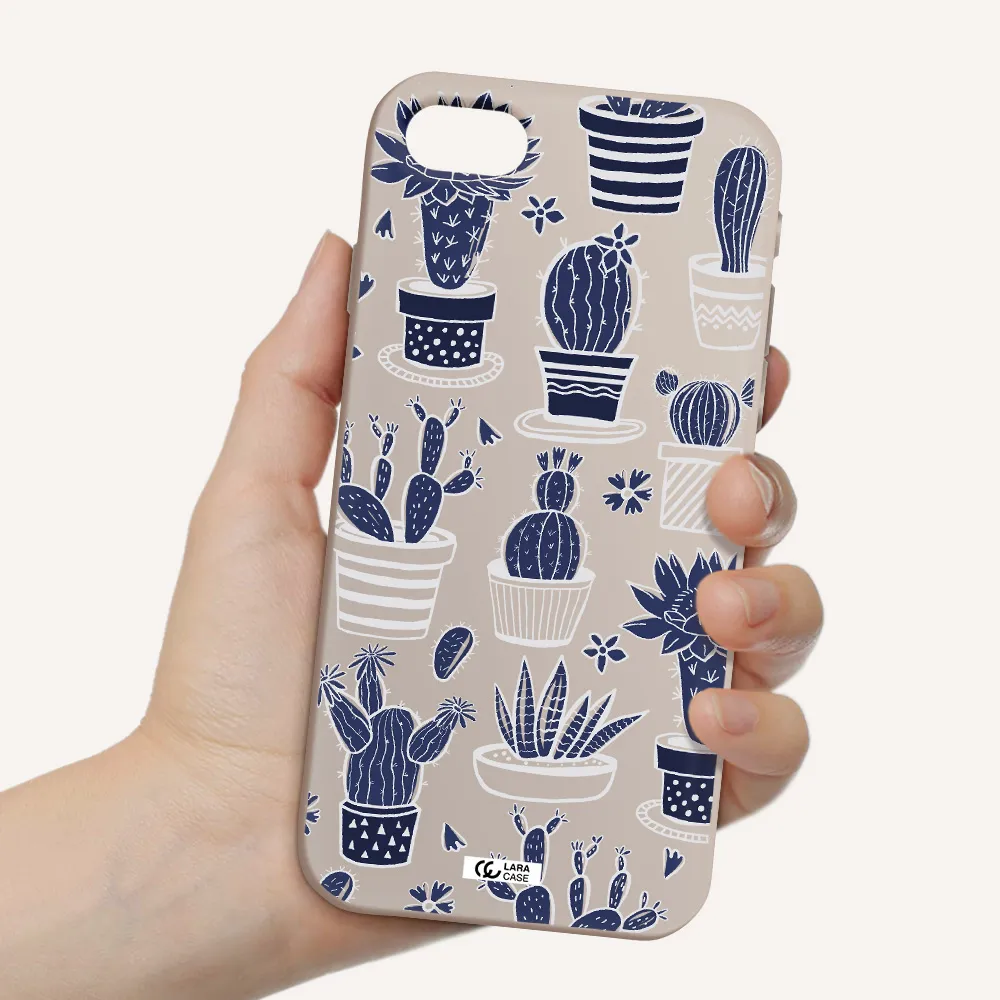 Blue Cactus Apple iPhone se 2020 Silicone Stone Case