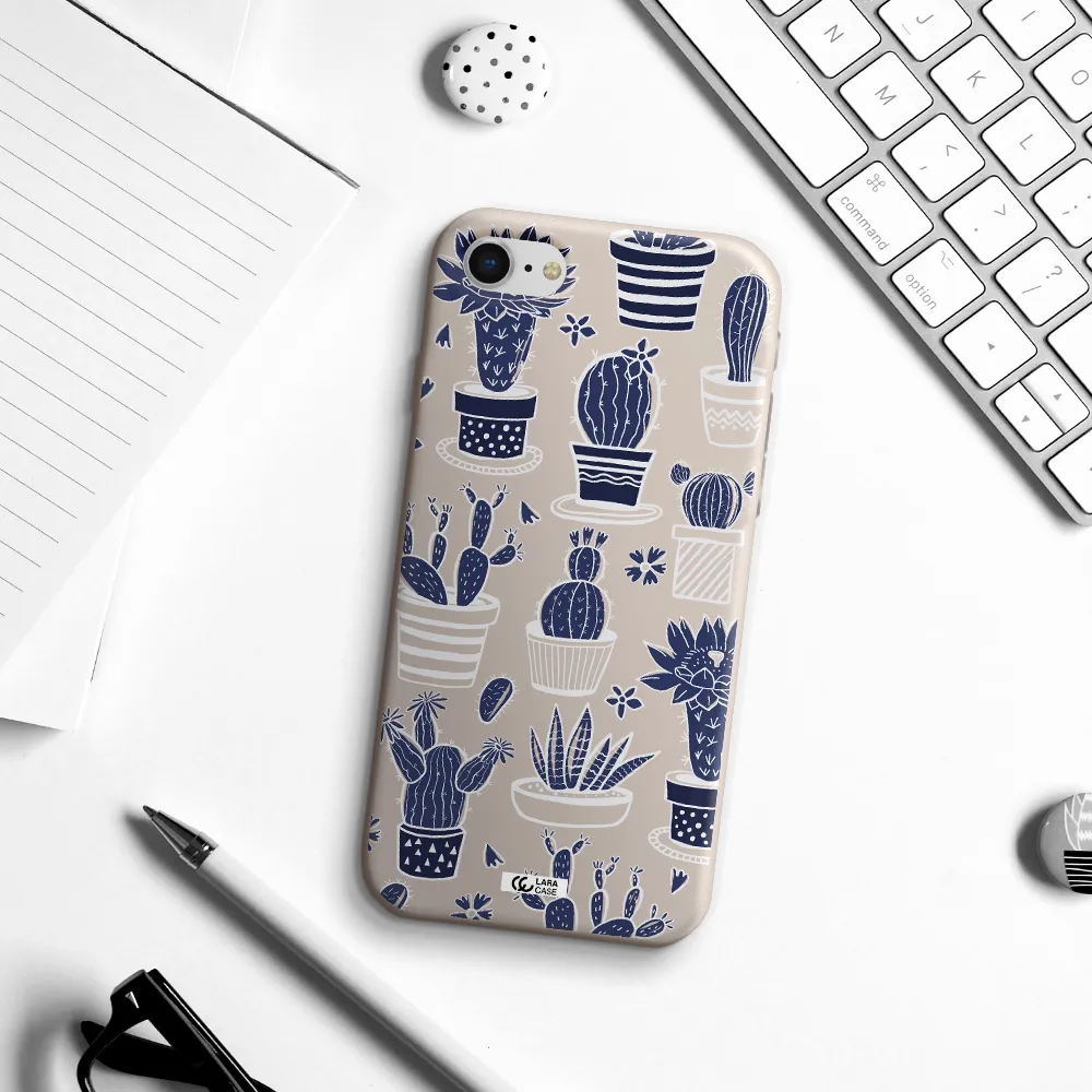 Blue Cactus Apple iPhone se 2020 Silicone Stone Case