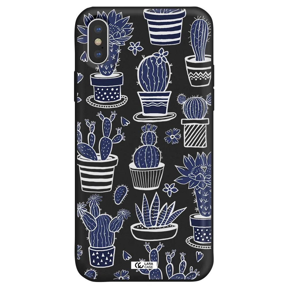 Blue Cactus Apple iPhone X Silicone black Case