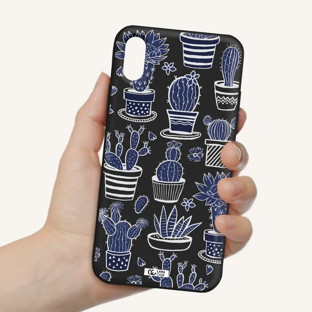 Blue Cactus Apple iPhone X Silicone black Case