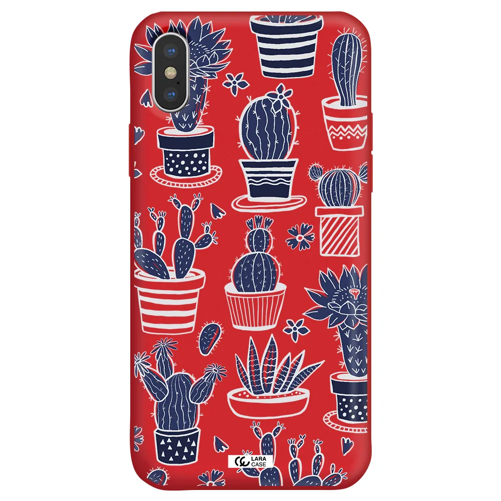 Blue Cactus Apple iPhone X Silicone Imperial Red Case