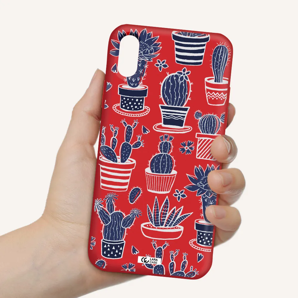 Blue Cactus Apple iPhone X Silicone Imperial Red Case