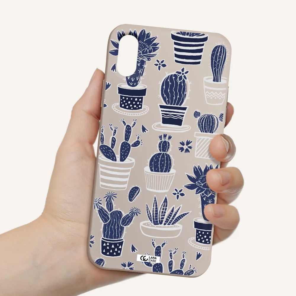 Blue Cactus Apple iPhone X Silicone Stone Case