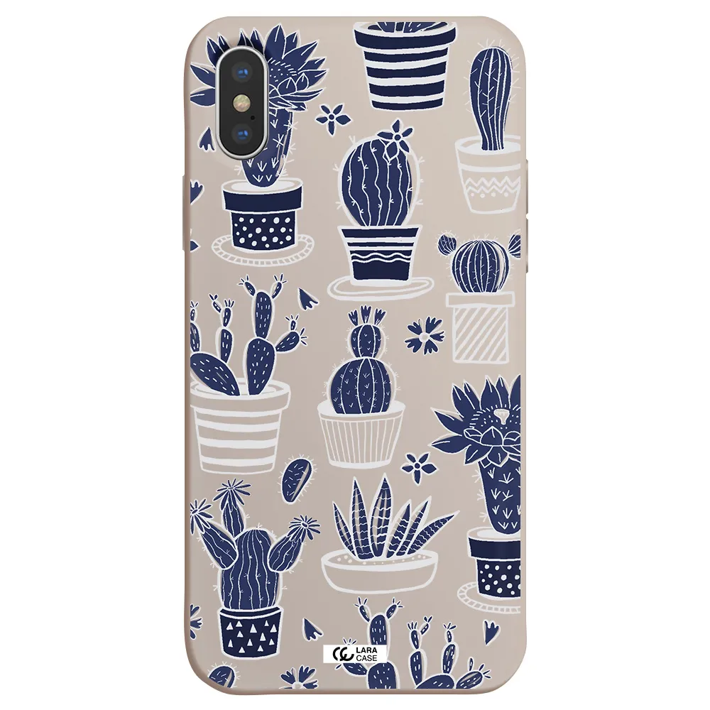 Blue Cactus Apple iPhone XS Silicone Stone Case