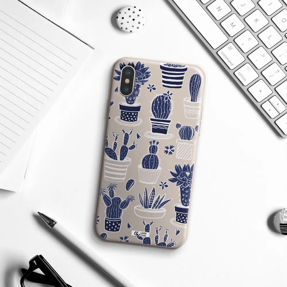 Blue Cactus Apple iPhone XS Silicone Stone Case