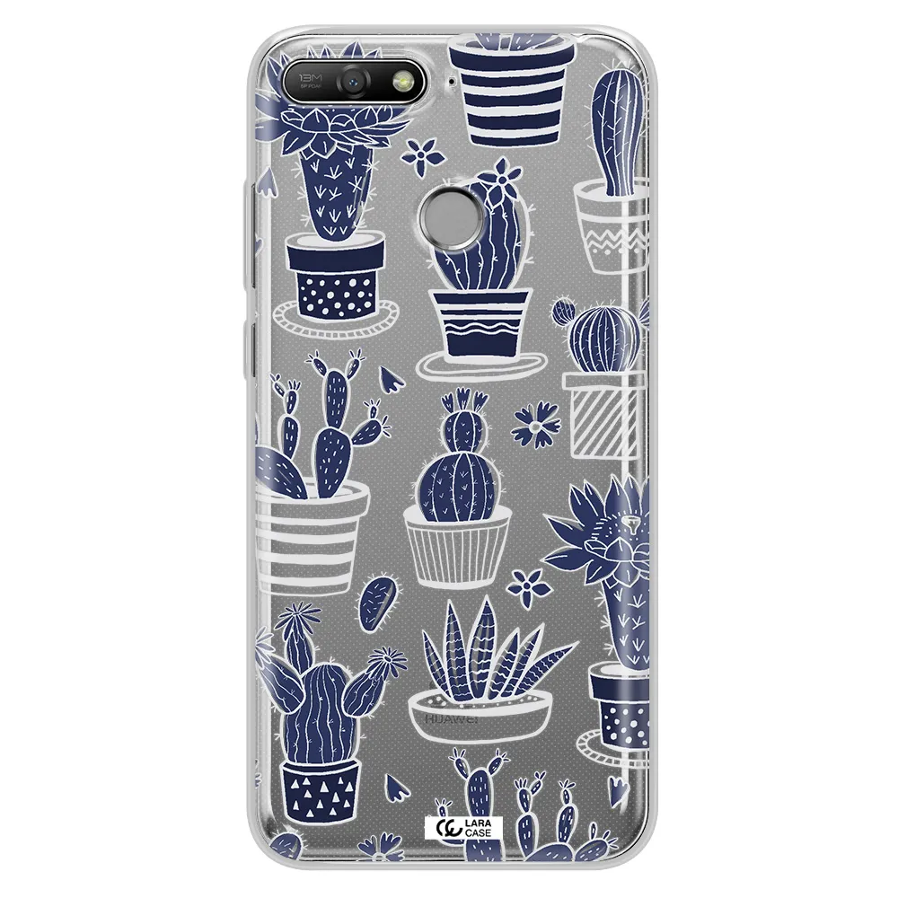 Blue Cactus Huawei Y6 Prime 2018 Clear TPU Case