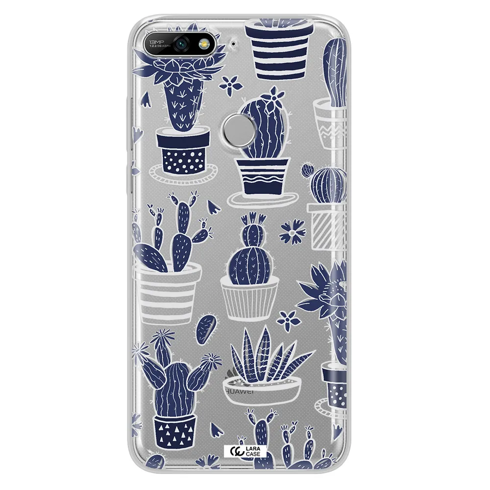 Blue Cactus Huawei Y7 2018 Clear TPU Case