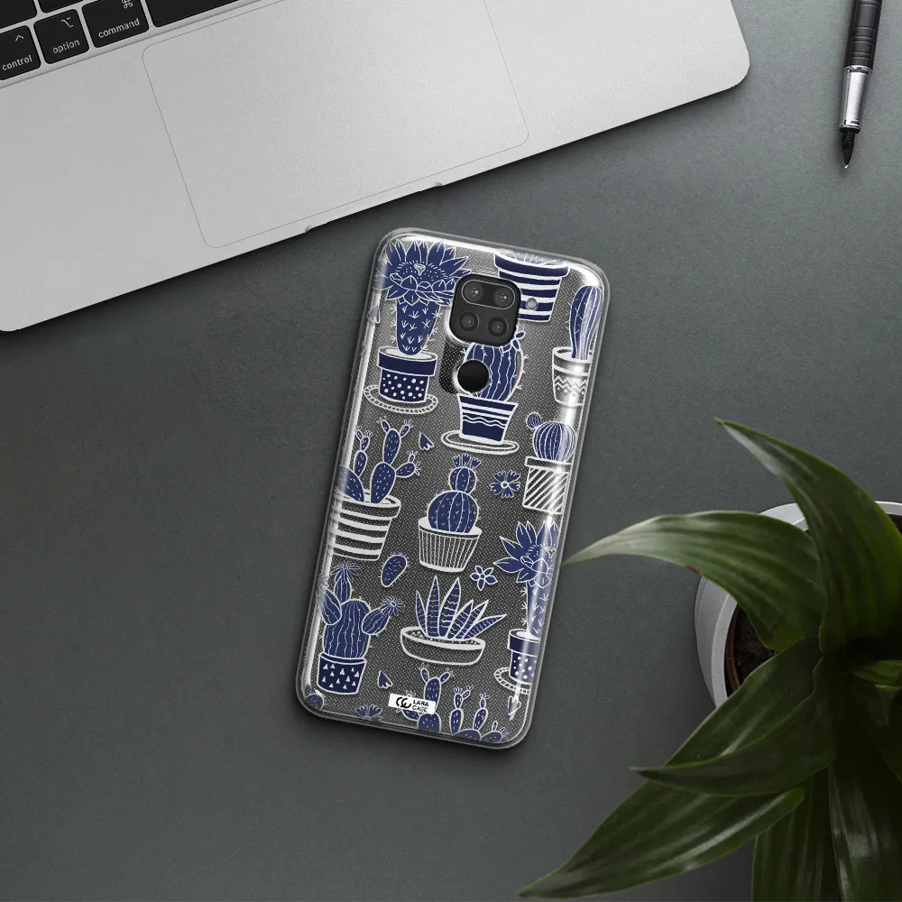 Blue Cactus Xiaomi Redmi Note 9 Clear TPU Case