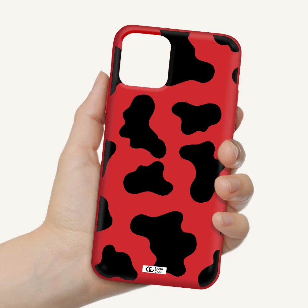 Cow Print Apple iPhone 11 pro max Silicone Imperial Red Case